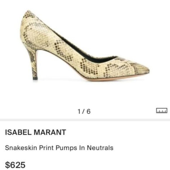 Isabel Marant Sz 38 Snake Embossed Leather Pump Heels Shoes Pointy Toes $625 NEW - Picture 1 of 6